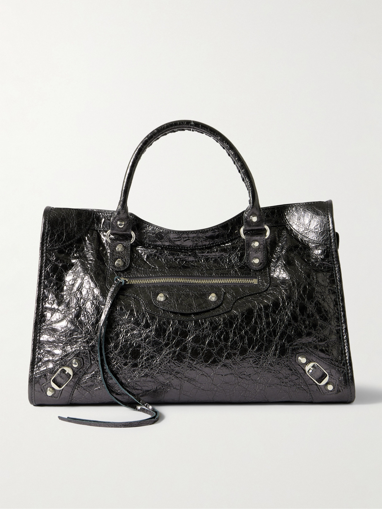 Balenciaga Le City Medium Textured-leather Tote In Gray