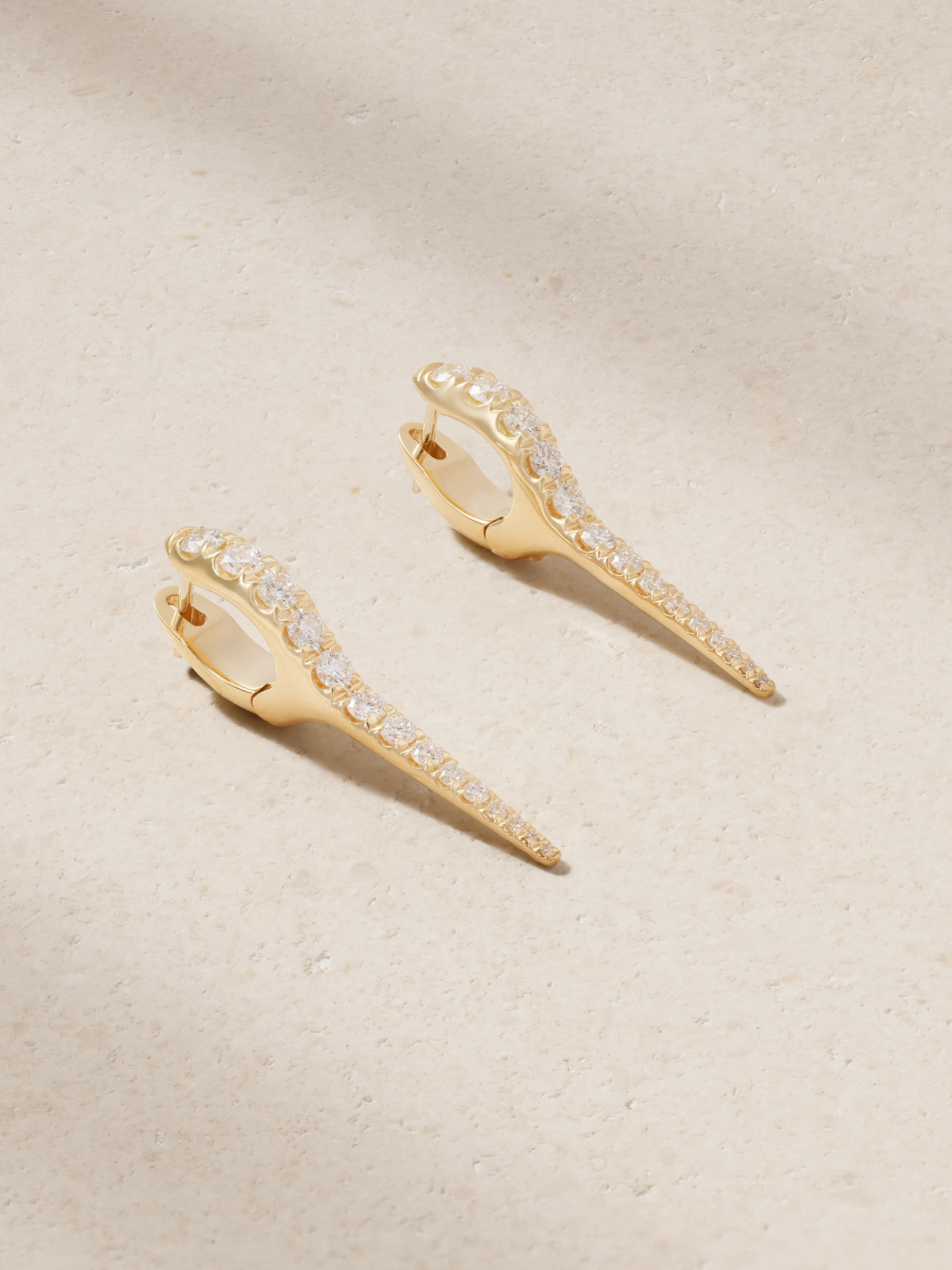 Melissa Kaye Lola Needle Small 18-karat Gold Diamond Hoop Earrings