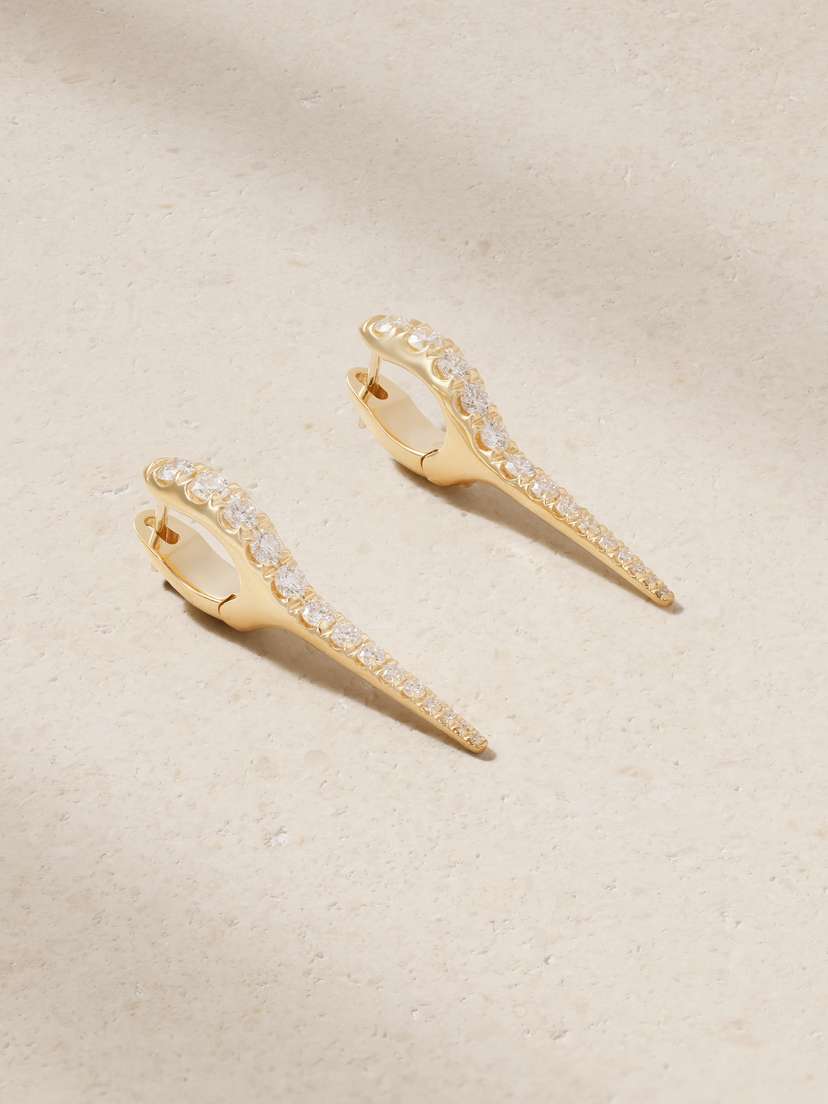 Melissa Kaye Lola Needle Small 18-karat Gold Diamond Earrings