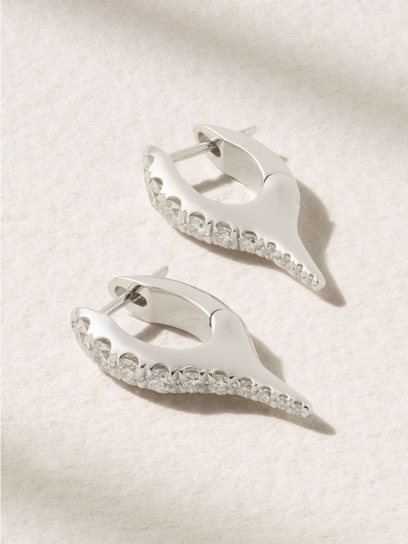 Melissa Kaye Lola Needle Mini 18-karat White Gold Diamond Earrings