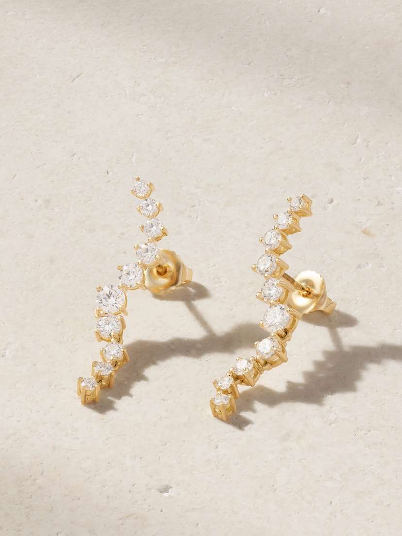 Melissa Kaye Aria Dagger Mini 18-karat Gold Diamond Earrings