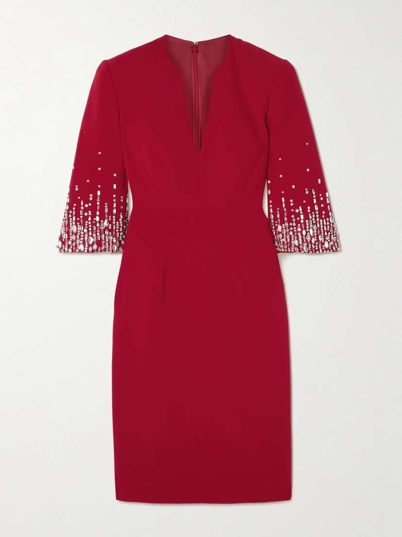 Jenny Packham Embellished Cady Midi Dress