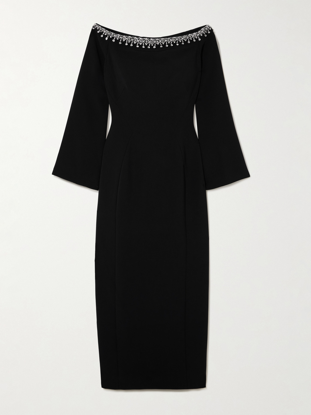 Jenny Packham Lima Crystal-embellished Midi Dress In Black