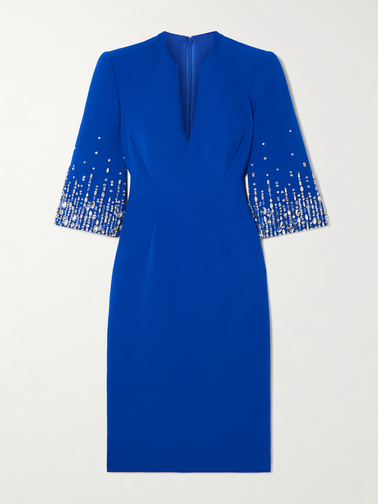 Jenny Packham Embellished Cady Midi Dress In Blue