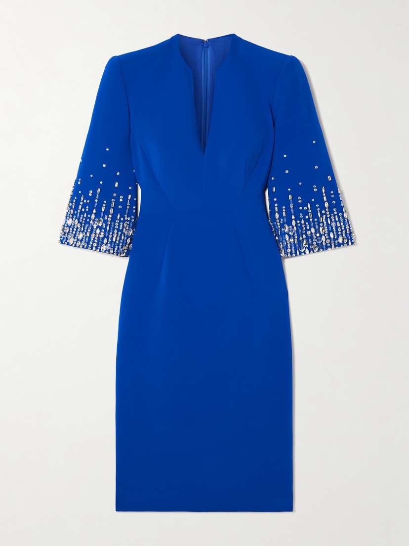 Jenny Packham Embellished Cady Midi Dress