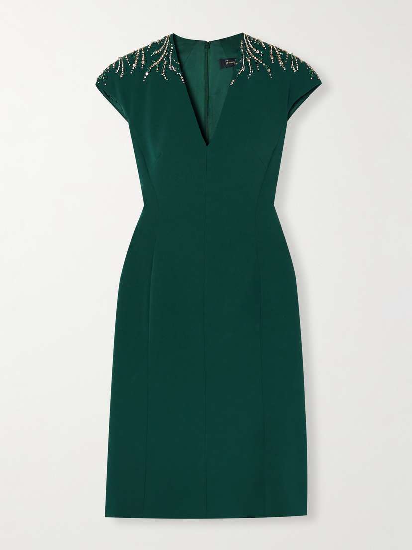 Jenny Packham Embellished Cady Midi Dress