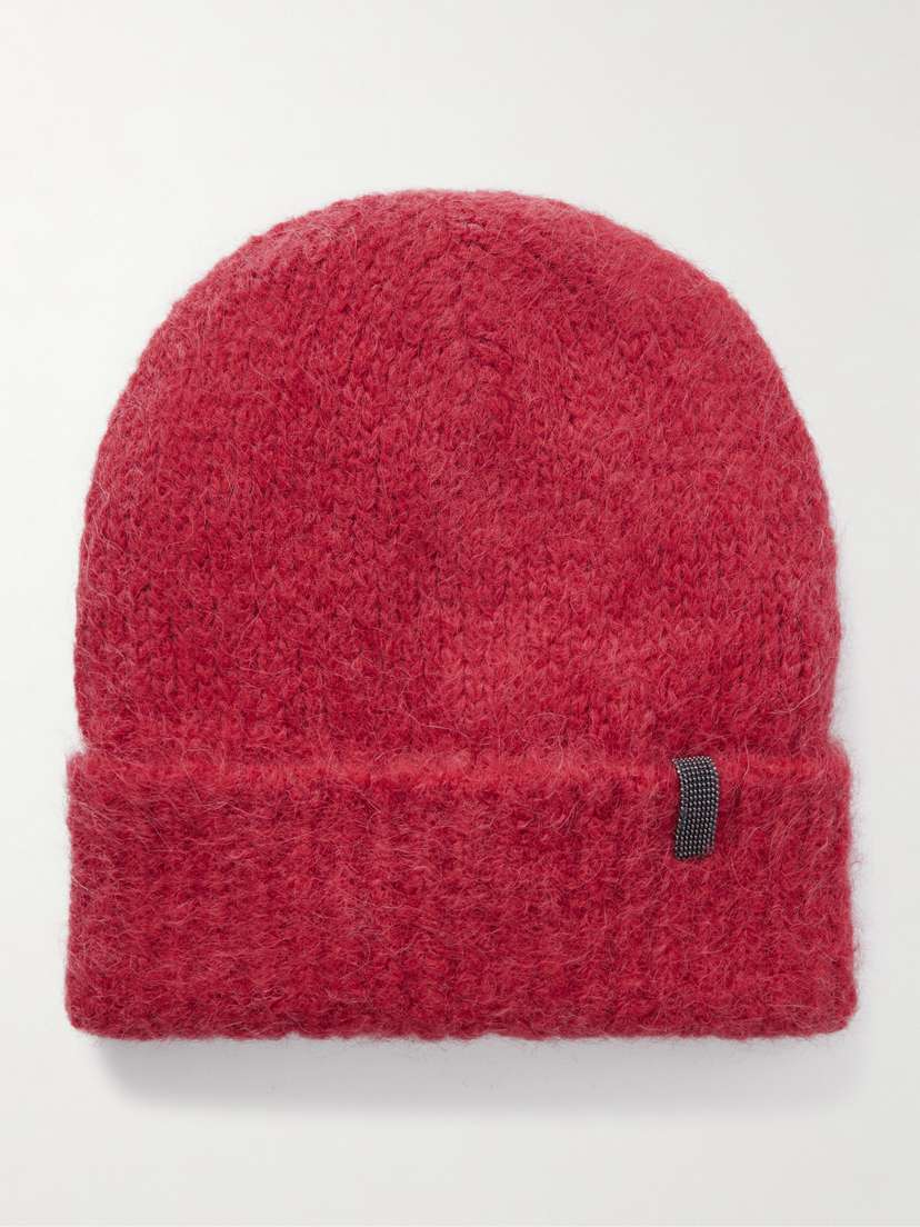 Brunello Cucinelli Bead-embellished Ribbed Alpaca-blend Beanie