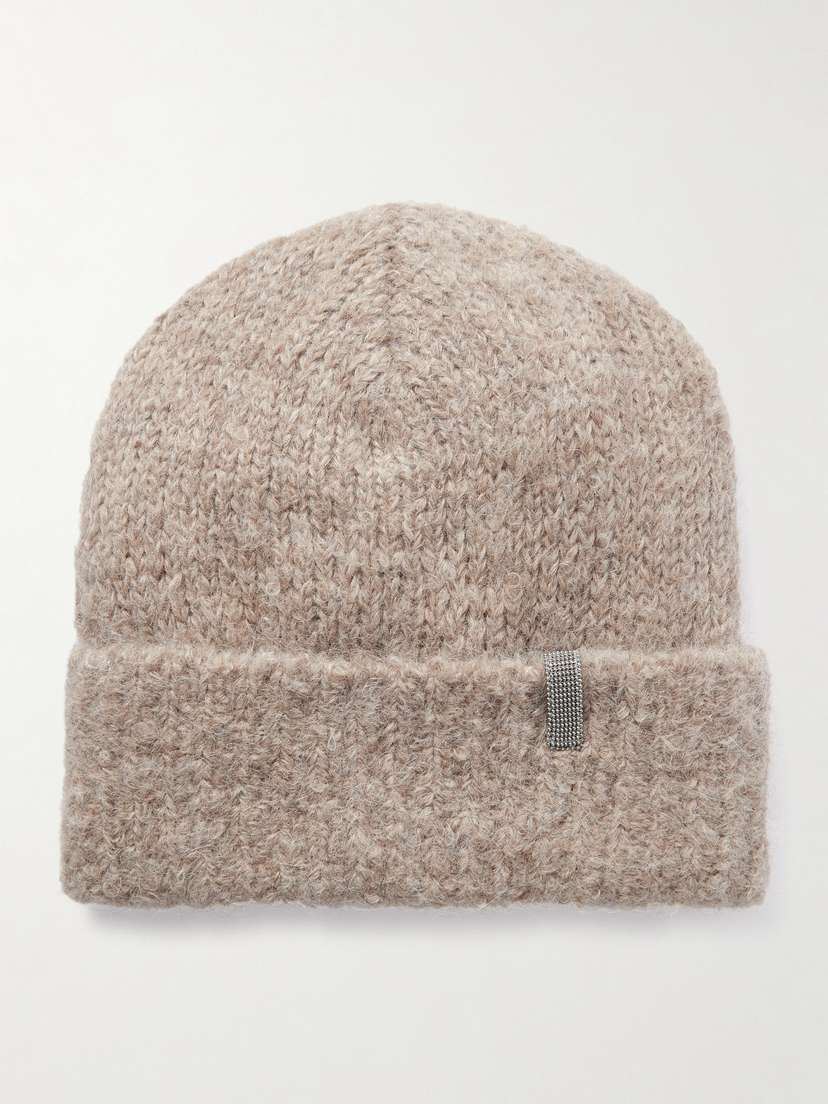 Brunello Cucinelli Bead-embellished Ribbed Alpaca-blend Beanie