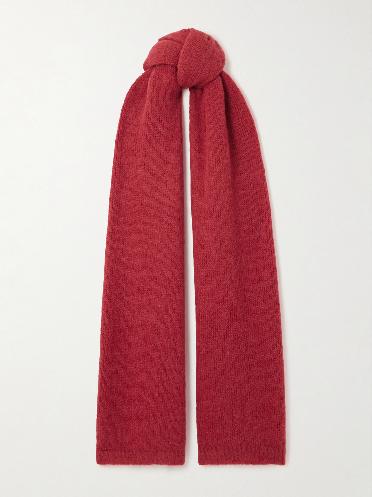 Brunello Cucinelli - Bead-embellished Brushed Alpaca-blend Scarf - Red