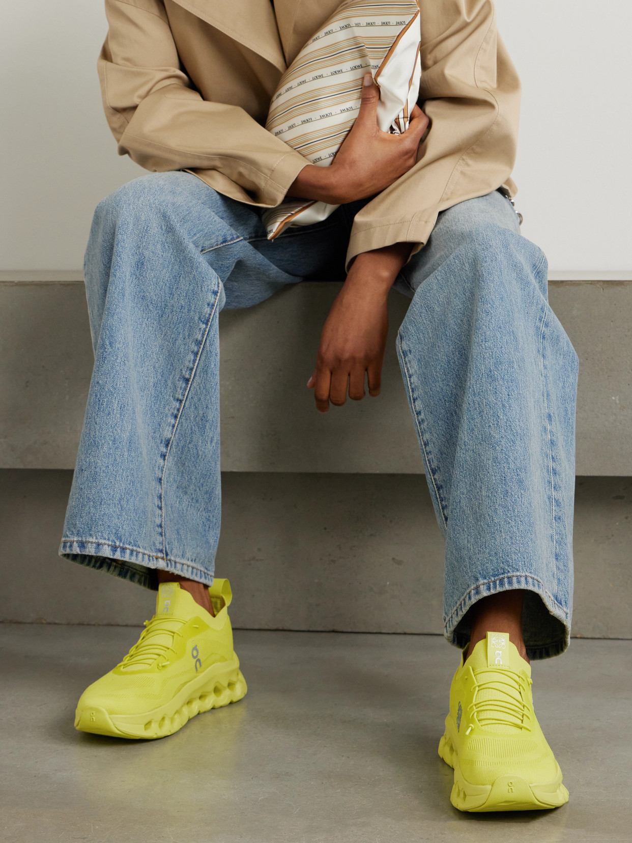 Loewe + On Cloudtilt Stretch Recycled-knit Sneakers In Yellow