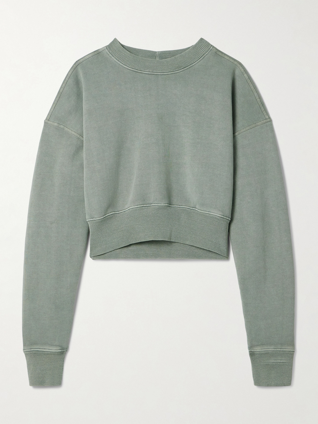 Slvrlake Cropped Cotton-jersey Sweatshirt In Green