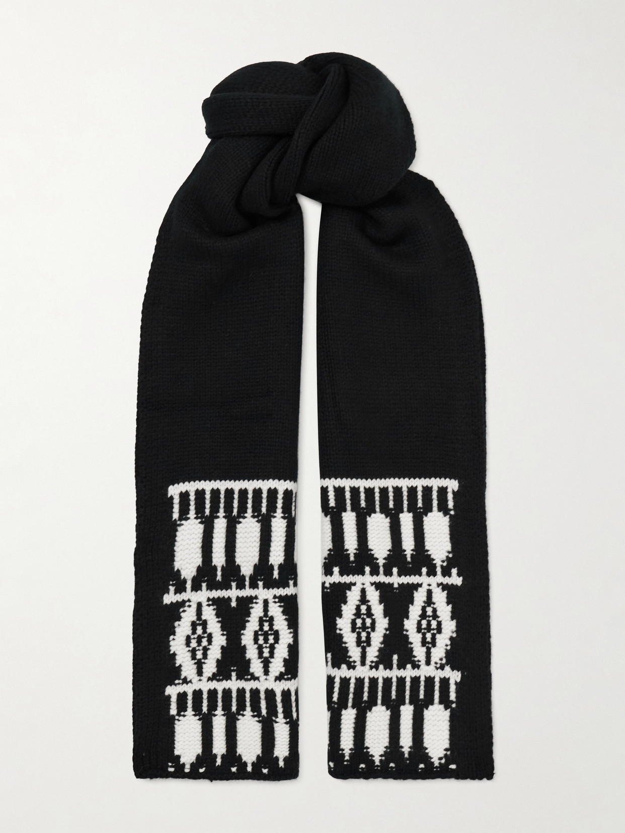 Arch4 - Austria Jacquard-knitted Cashmere Scarf - Black