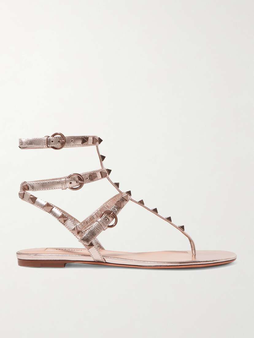 Valentino Garavani Rockstud Metallic Leather Sandals