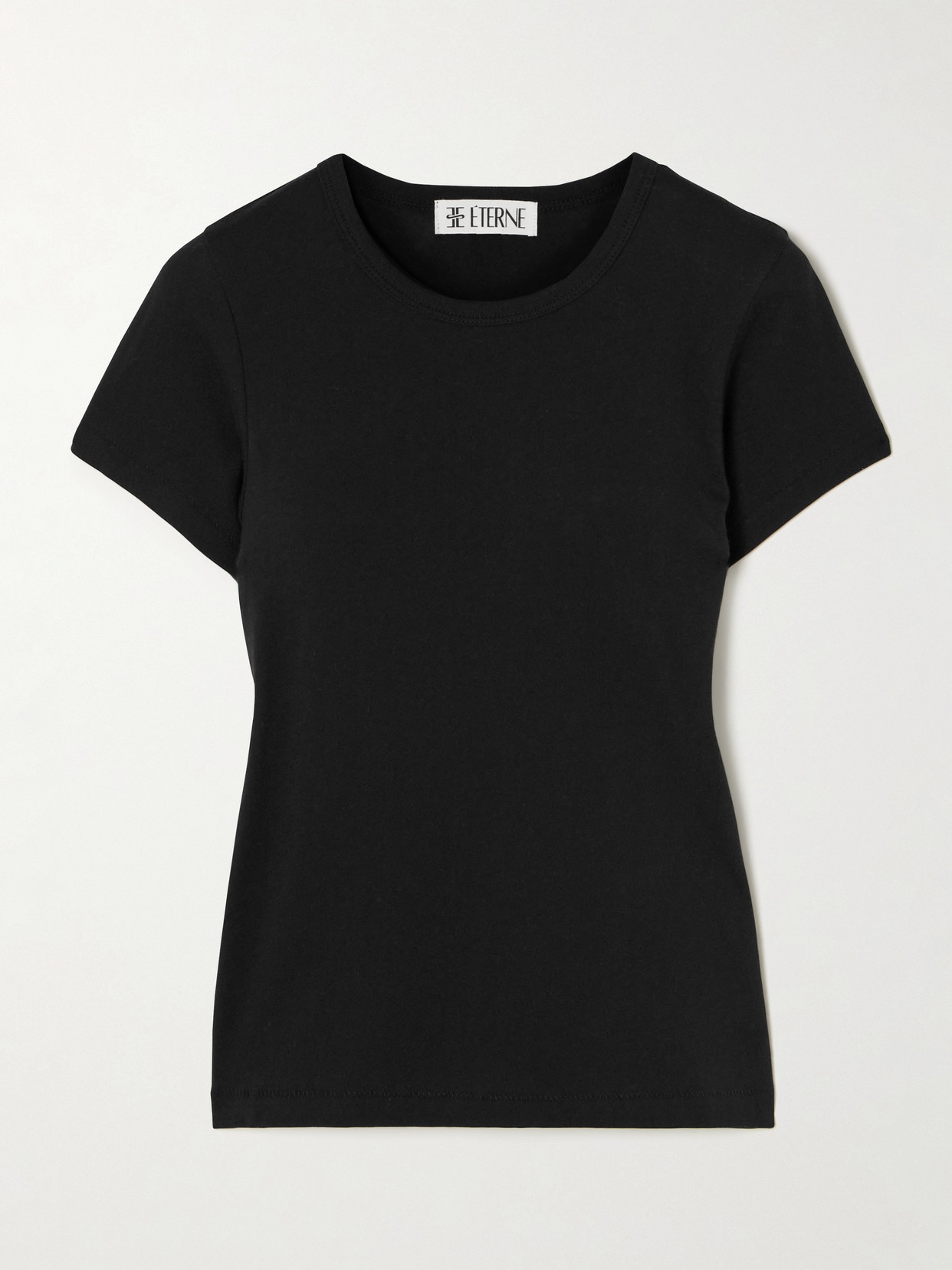 Éterne Short Sleeve Baby Tee Cropped Cotton And Modal-blend Jersey T-shirt In Black