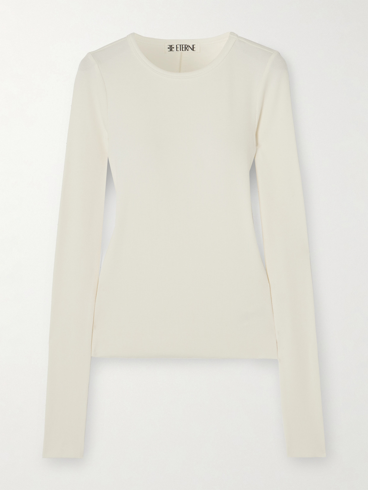 Éterne Ribbed Stretch Cotton And Modal-blend Top In Cream