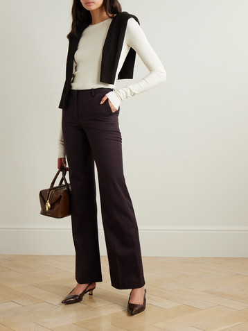 ÉTERNE Ribbed stretch cotton and modal-blend top