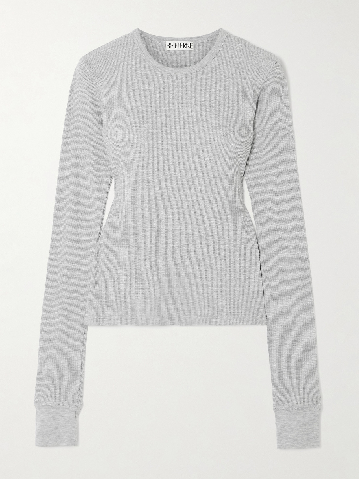 Éterne Waffle-knit Stretch Cotton And Modal-blend T-shirt In Gray