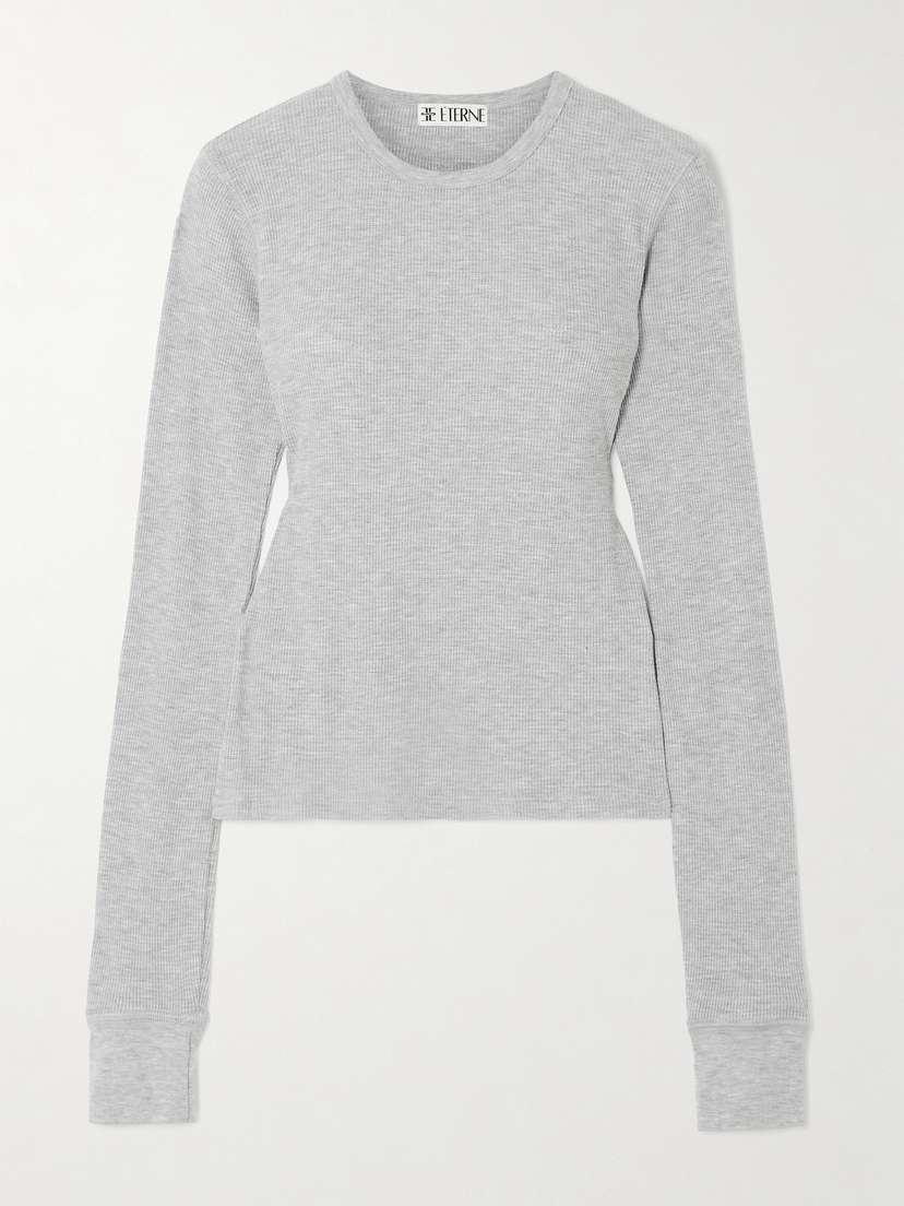 ÉTERNE Waffle-knit Stretch Cotton And Modal-blend T-shirt