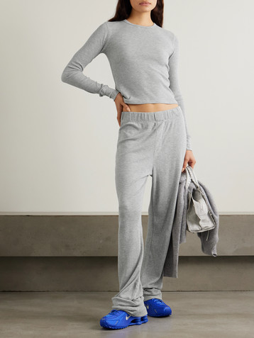 ÉTERNE Waffle-knit stretch cotton and modal-blend T-shirt