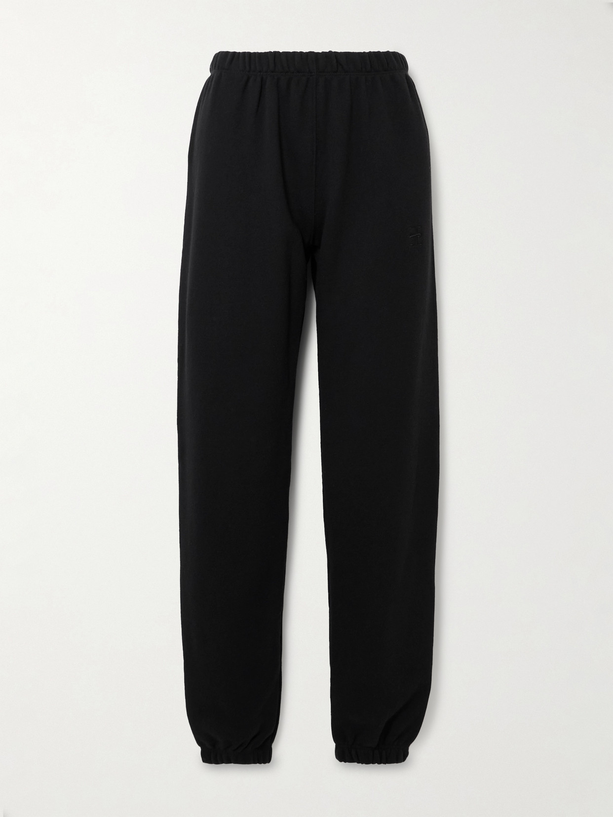 Éterne Cotton And Modal-blend Jersey Tapered Track Pants In Black