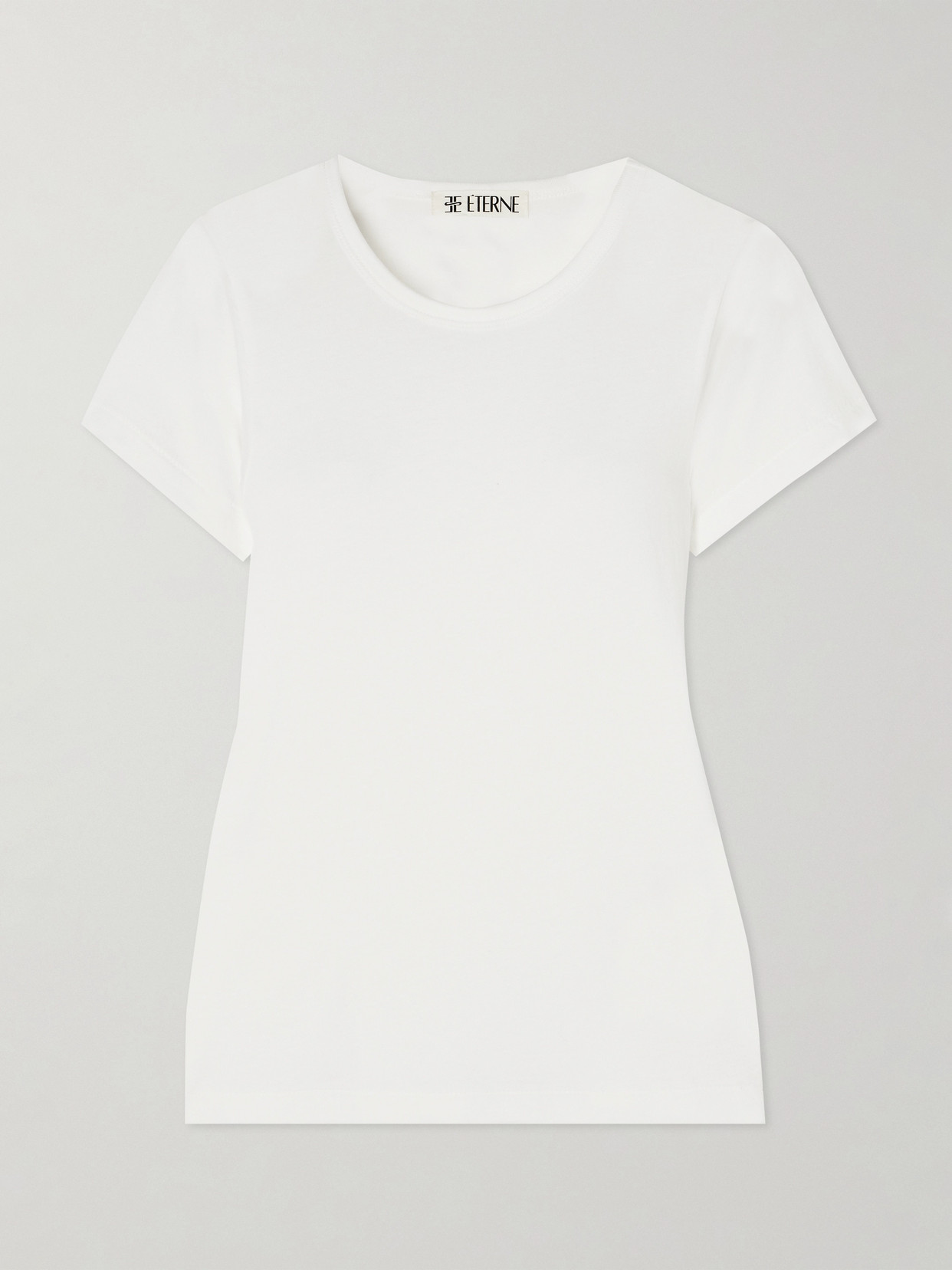Éterne Short Sleeve Baby Tee Cropped Cotton And Modal-blend Jersey T-shirt In Ivory