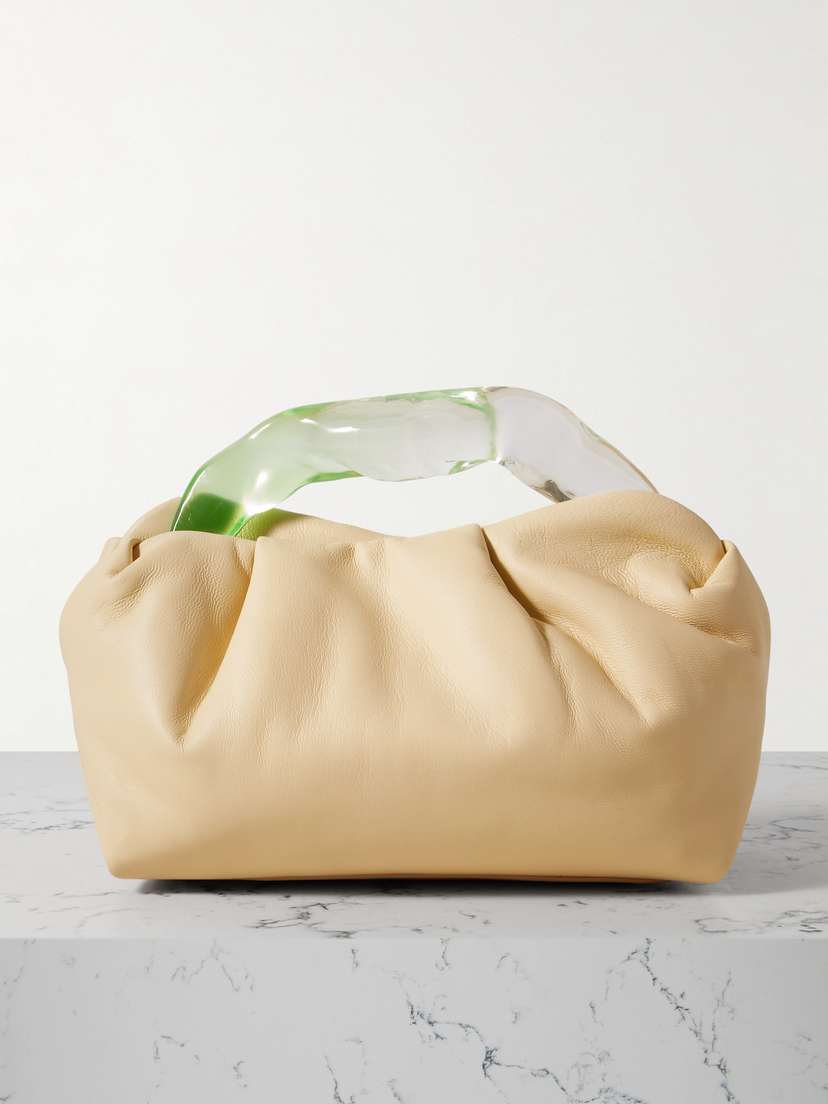 Completedworks Lunchbox Pleated Resin And Leather Clutch