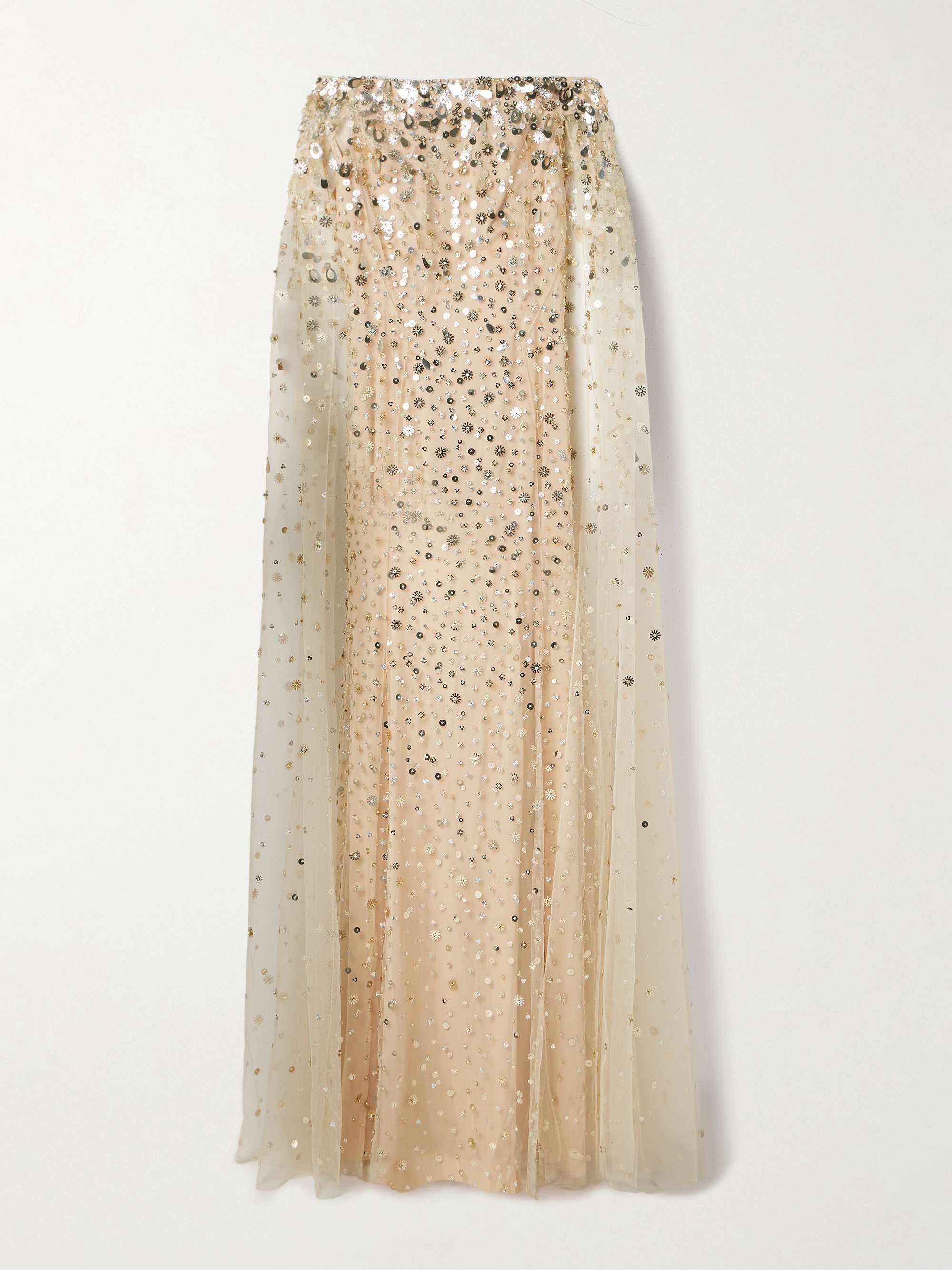 JENNY PACKHAM Cape-effect embellished tulle gown | NET-A-PORTER