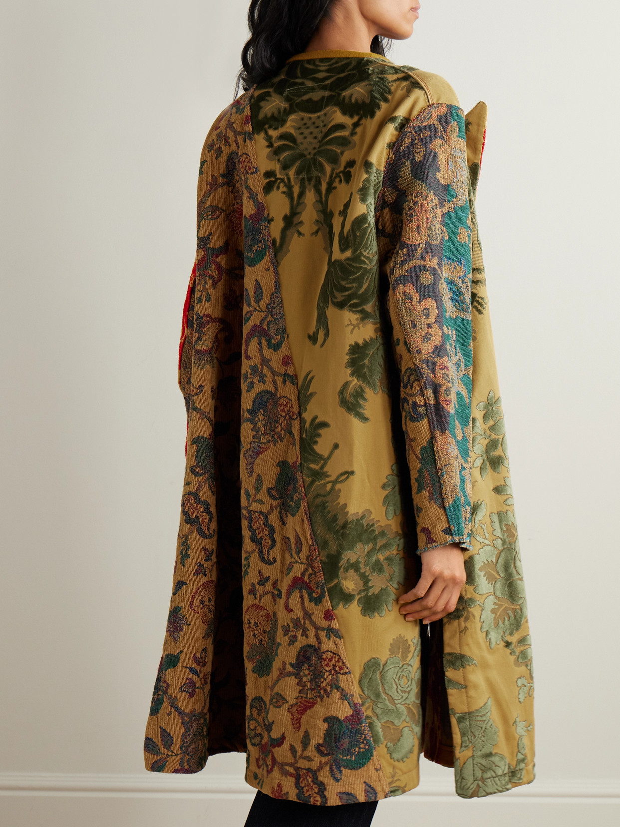 Shop Thank You Have A Good Day Patchwork Cotton-blend Jacquard Coat In Green