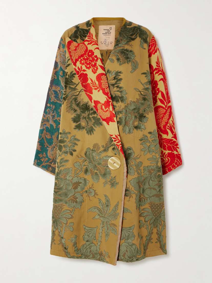 Thank You Have A Good Day Patchwork Cotton-blend Jacquard Coat