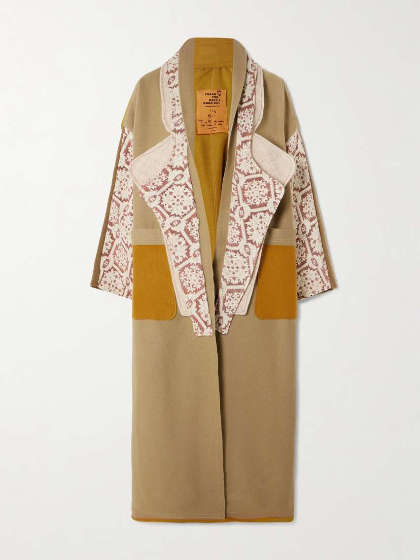 Thank You Have A Good Day Crosby Patchwork Wool-felt And Cotton-jacquard Coat
