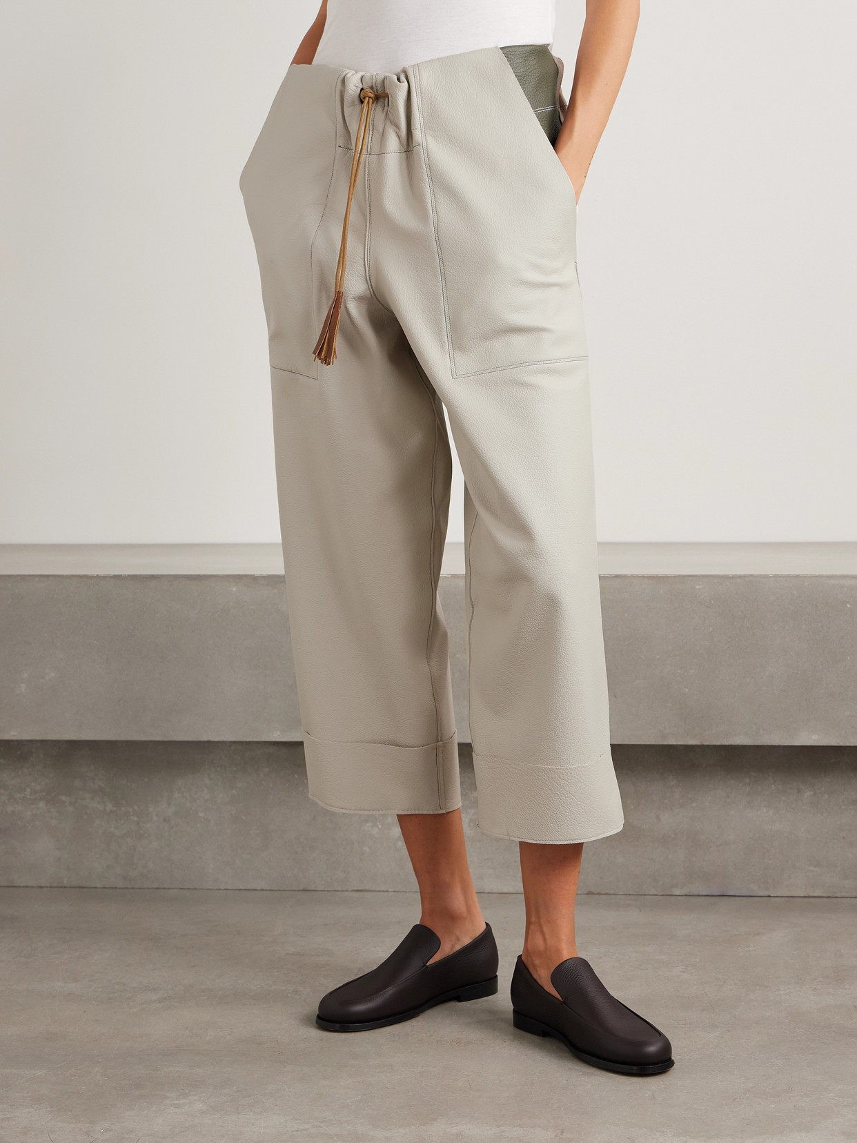 THANK YOU HAVE A GOOD DAY PROJECT LEATHER WIDE-LEG PANTS