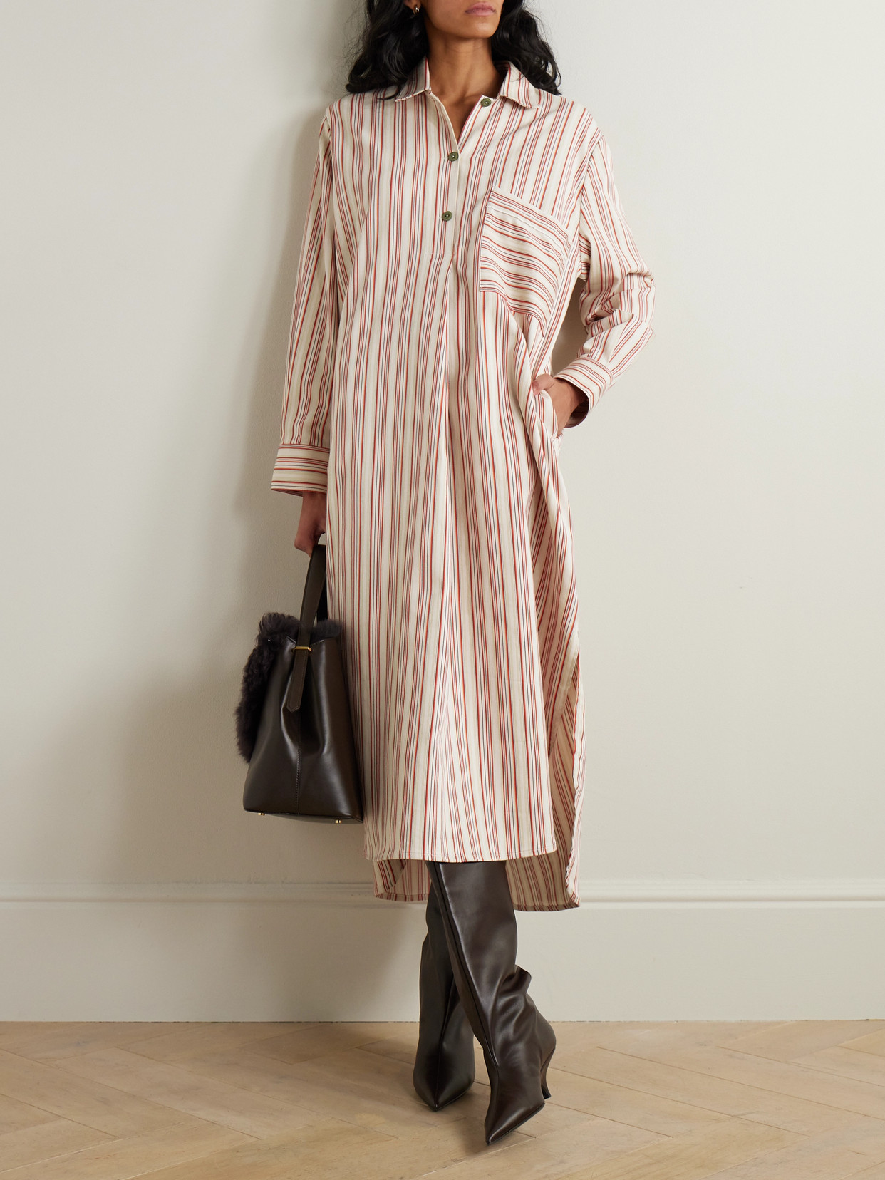 THANK YOU HAVE A GOOD DAY HUTTON STRIPED COTTON-BLEND TUNIC