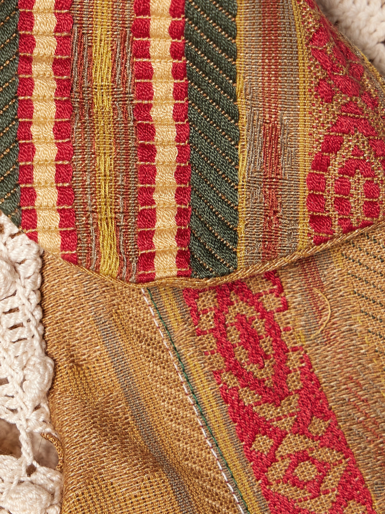 Thank You Have A Good Day Gaeta Crochet-paneled Cotton-blend Jacquard Jacket In Brown