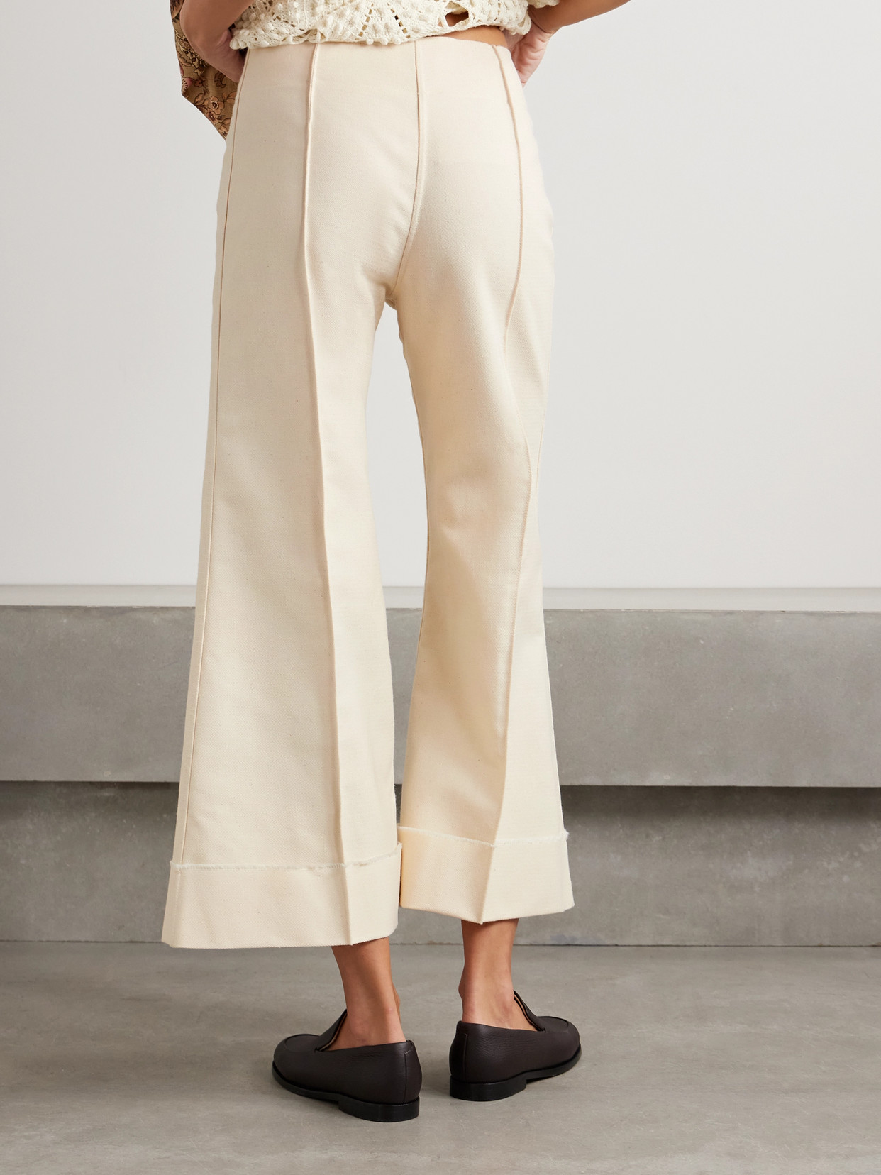 Thank You Have A Good Day Pierrot Cotton Flared Pants In Cream