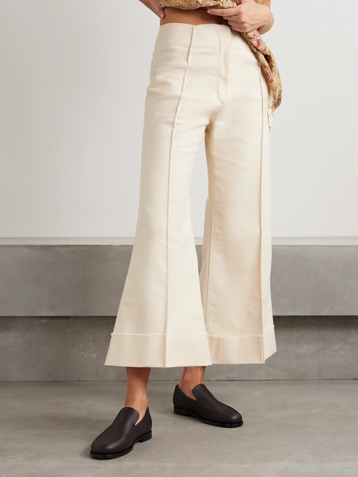 Thank You Have A Good Day Pierrot Cotton Flared Pants In Cream
