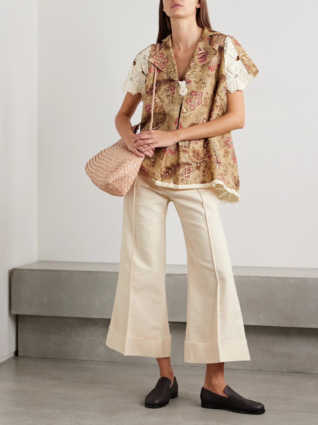 Thank You Have A Good Day Pierrot Cotton Flared Pants In Cream