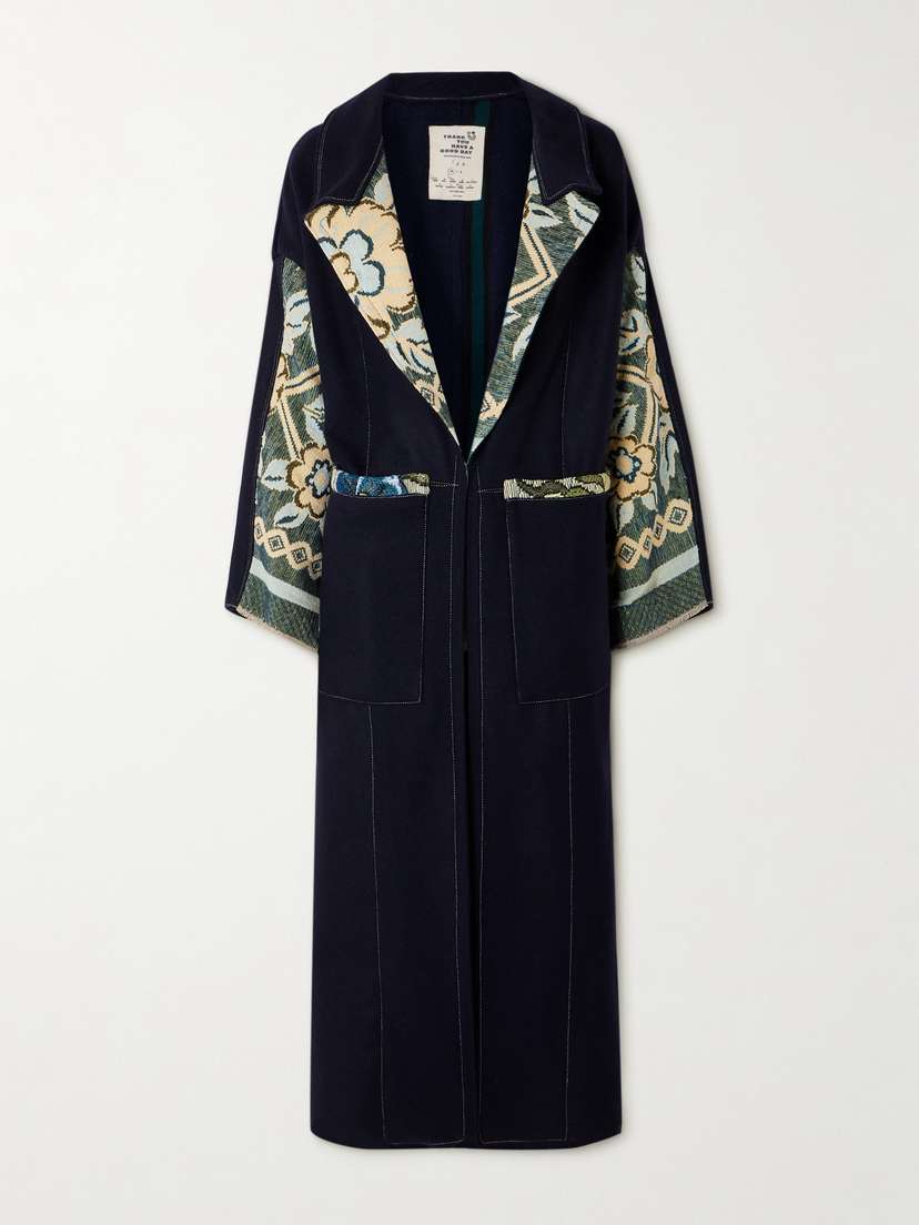 Thank You Have A Good Day Crosby Jacquard-trimmed Wool Coat