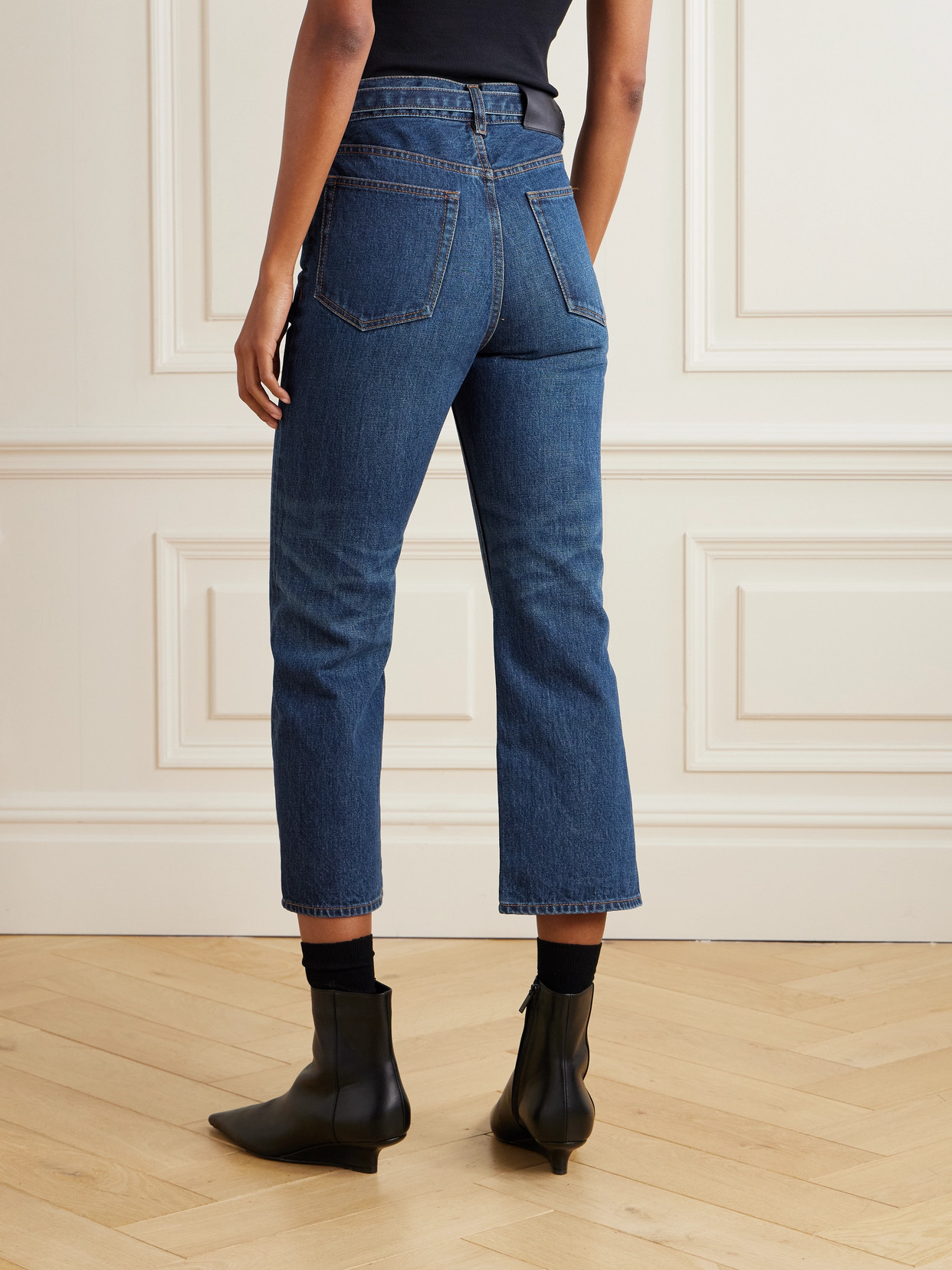 Sacai Belted Bootcut Jeans In Blue