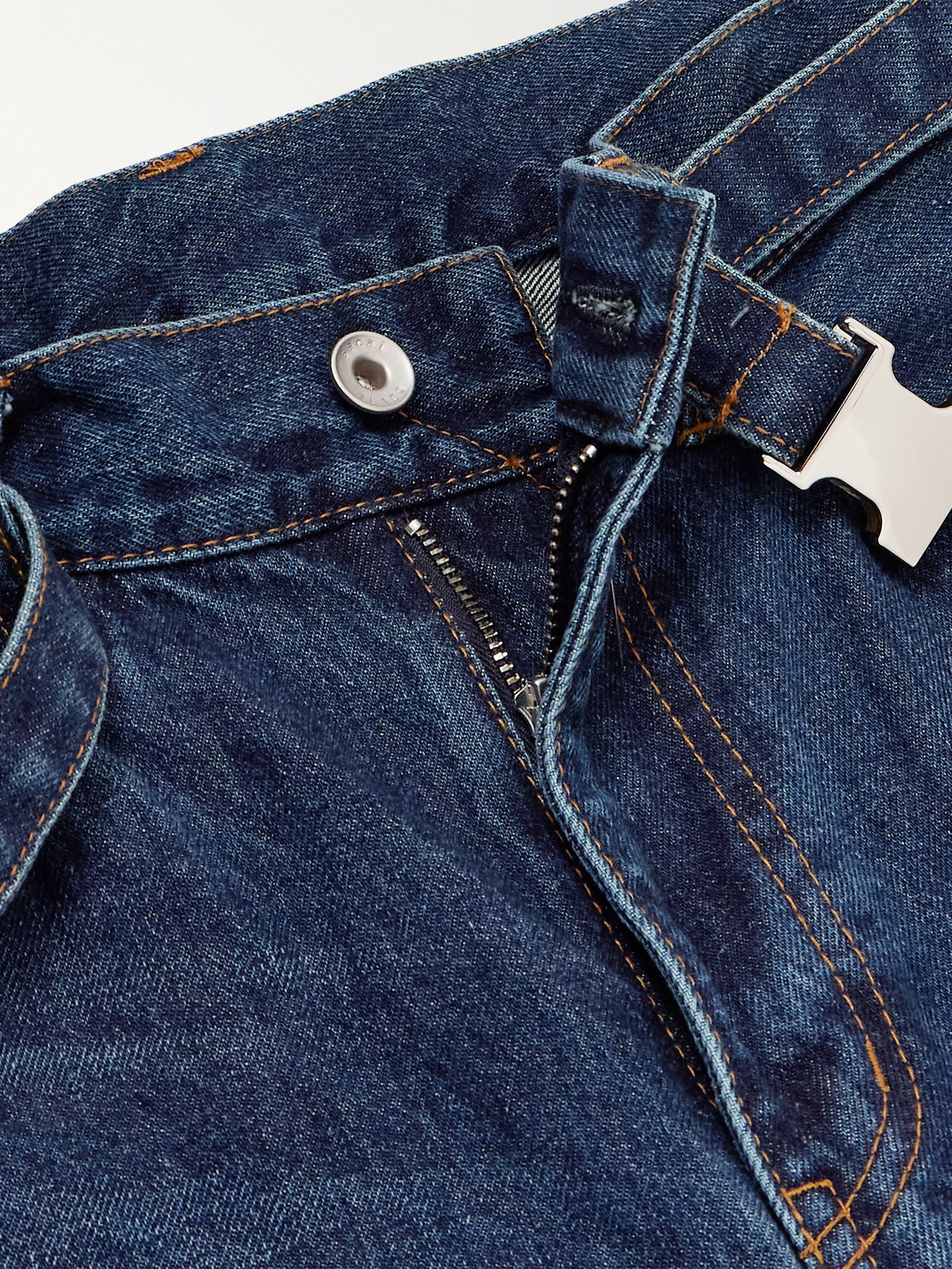 Sacai Belted Bootcut Jeans In Blue
