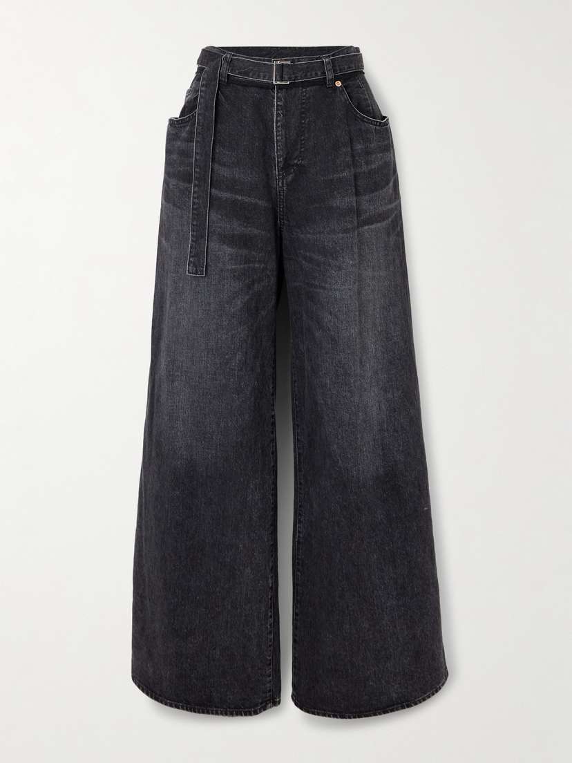 Sacai Belted High-rise Wide-leg Jeans