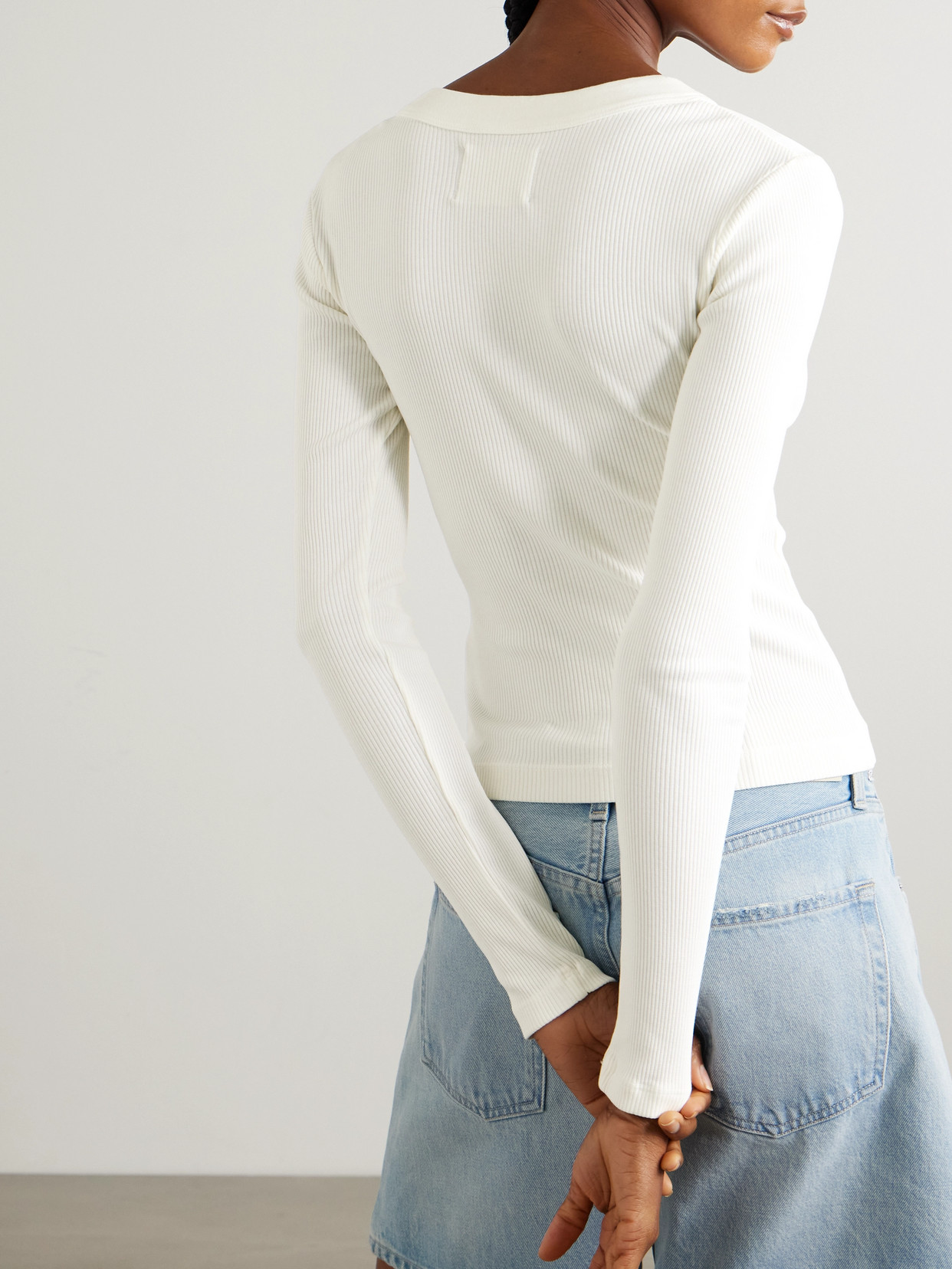 Varra Ribbed Stretch Organic Cotton And Lyocell-Blend Henley Top