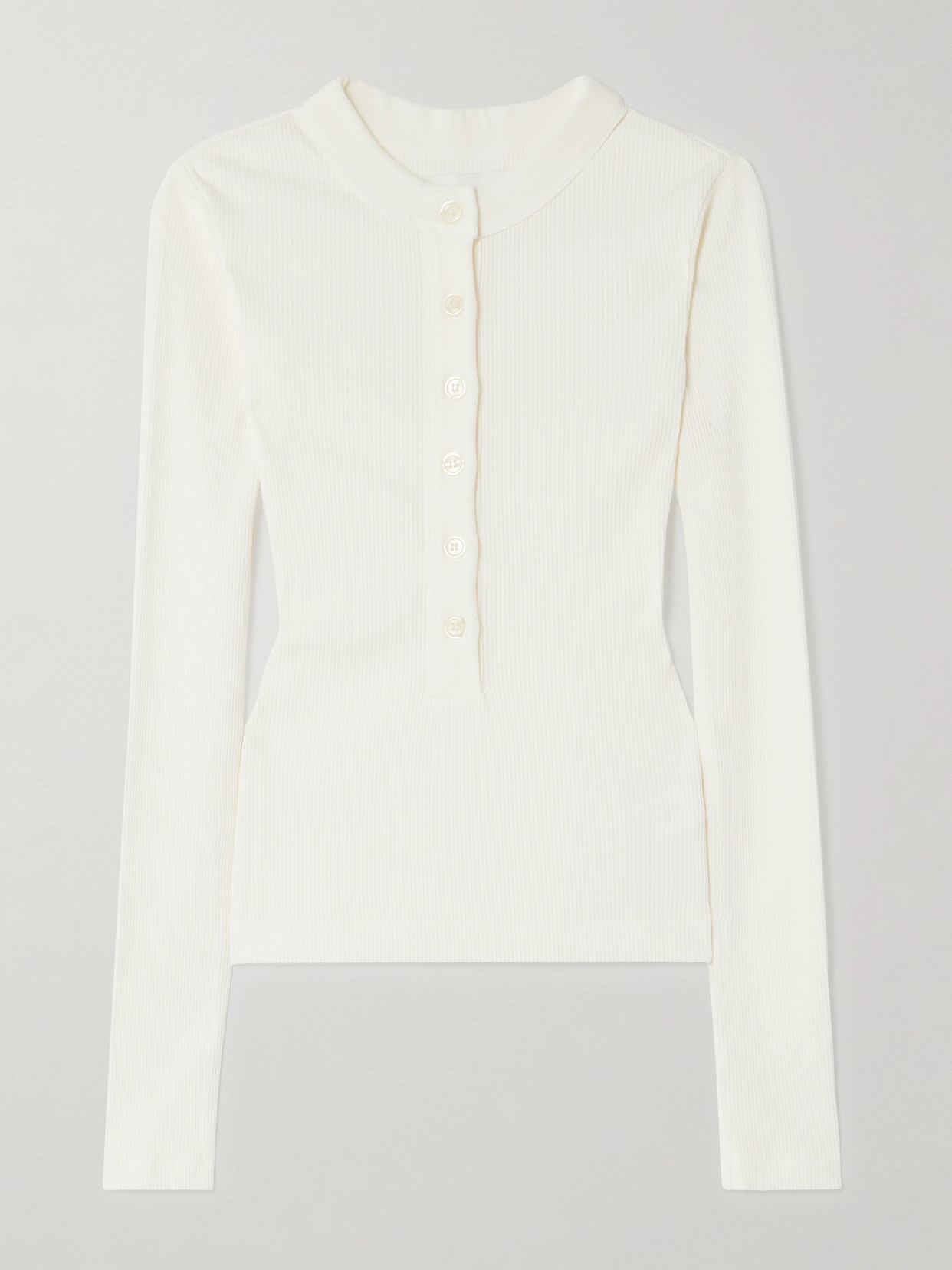 Varra Ribbed Stretch Organic Cotton And Lyocell-Blend Henley Top