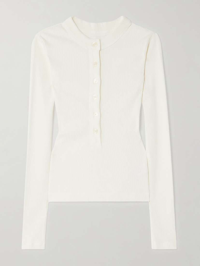 Citizens of Humanity Varra Ribbed Stretch Organic Cotton And Lyocell-blend Henley Top