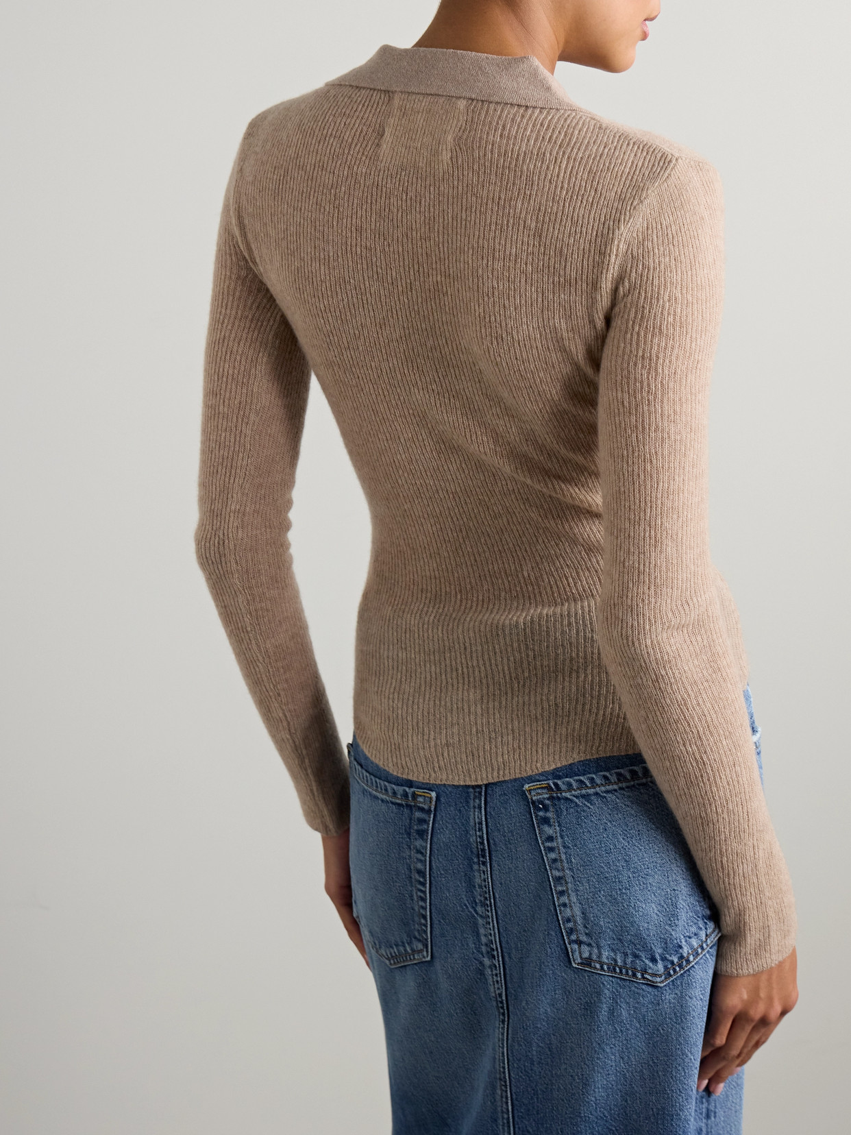 CITIZENS OF HUMANITY SIMONE RIBBED WOOL AND CASHMERE-BLEND POLO SWEATER