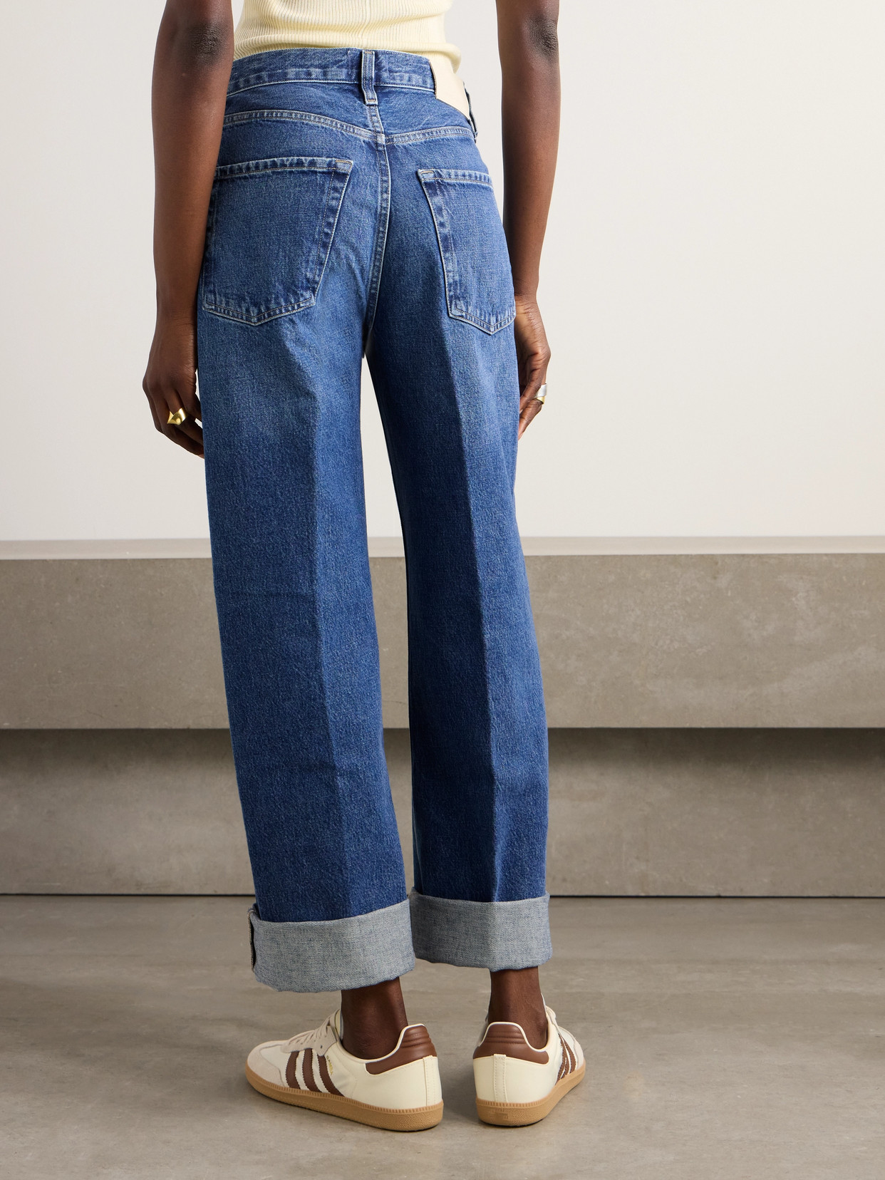 Citizen Of Humanity Ayla Baggy Cuffed Crop High-rise Jeans In Blue