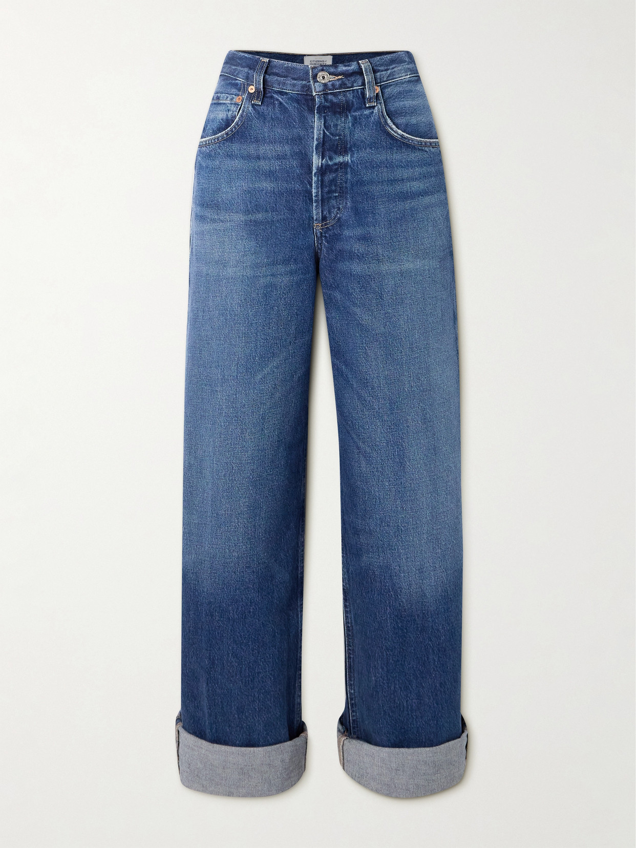 Citizens Of Humanity Ayla Baggy Cuffed Crop High-rise Jeans In Blue