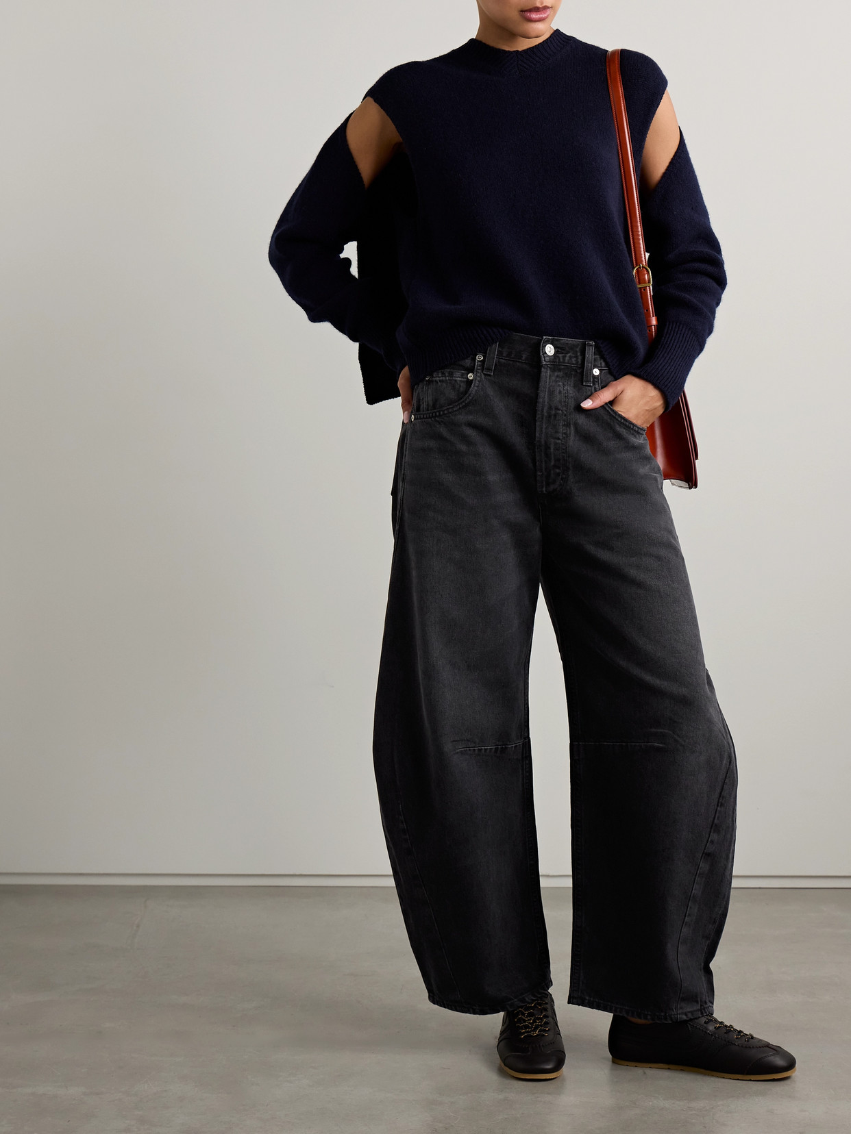 Citizen Of Humanity Horseshoe High-rise Barrel-leg Jeans In Black