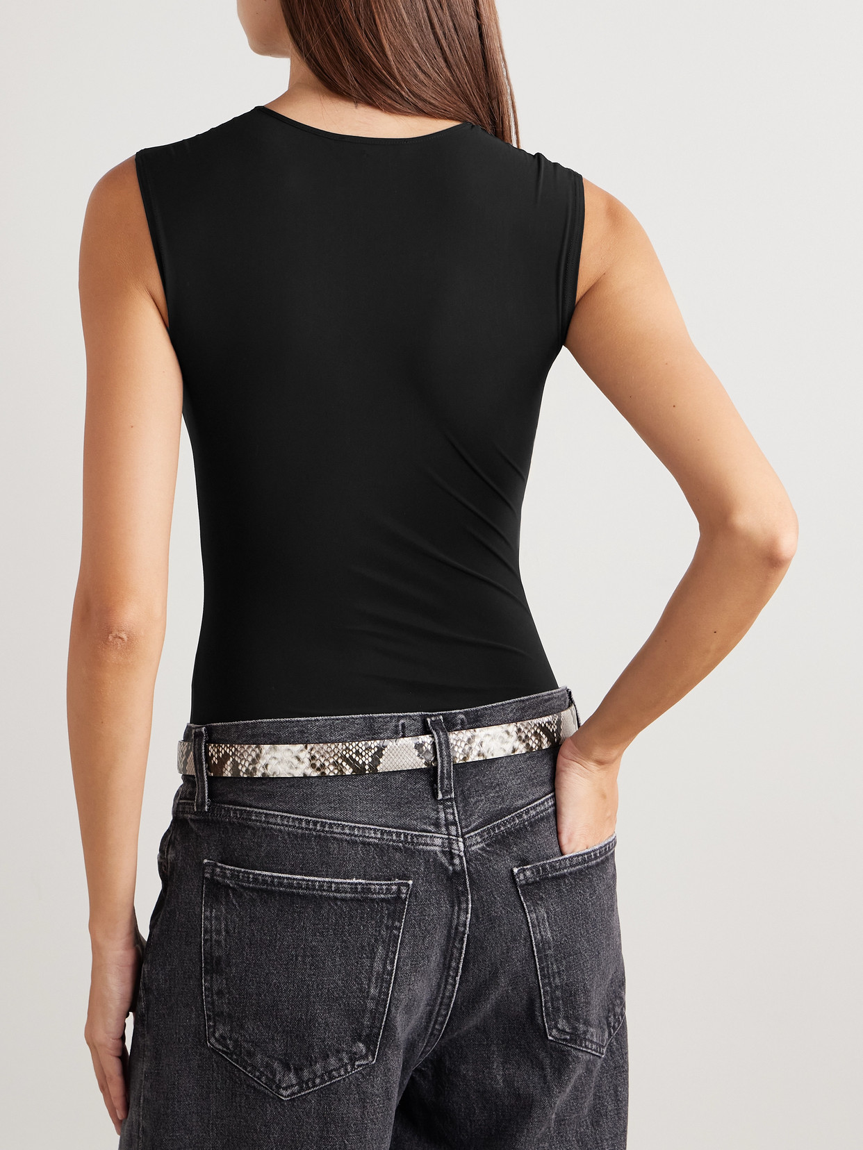 Agolde Aura Stretch-jersey Thong Bodysuit In Black