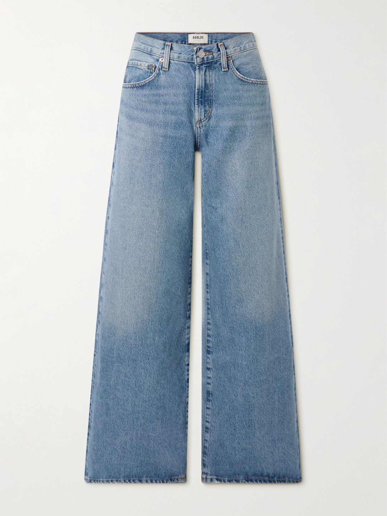 Agolde Clara Baggy Wide-leg Organic Jeans In Blue