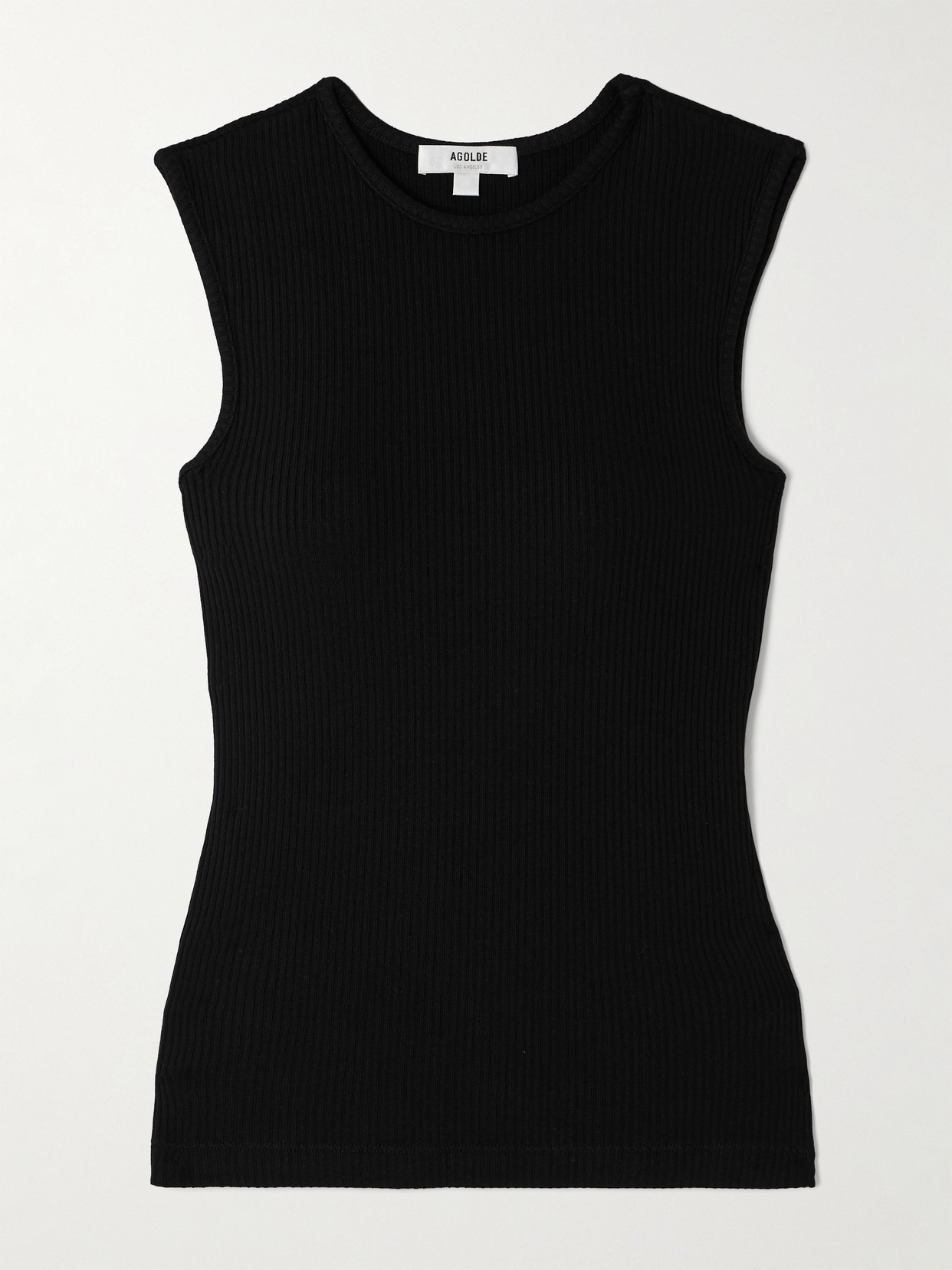 Agolde Binx Ribbed Stretch-lyocell And Organic Cotton-blend Tank In Black